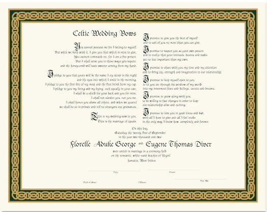 Celtic Weave Wedding Certificate-Marriage Certificate-Victorian Wedding ...